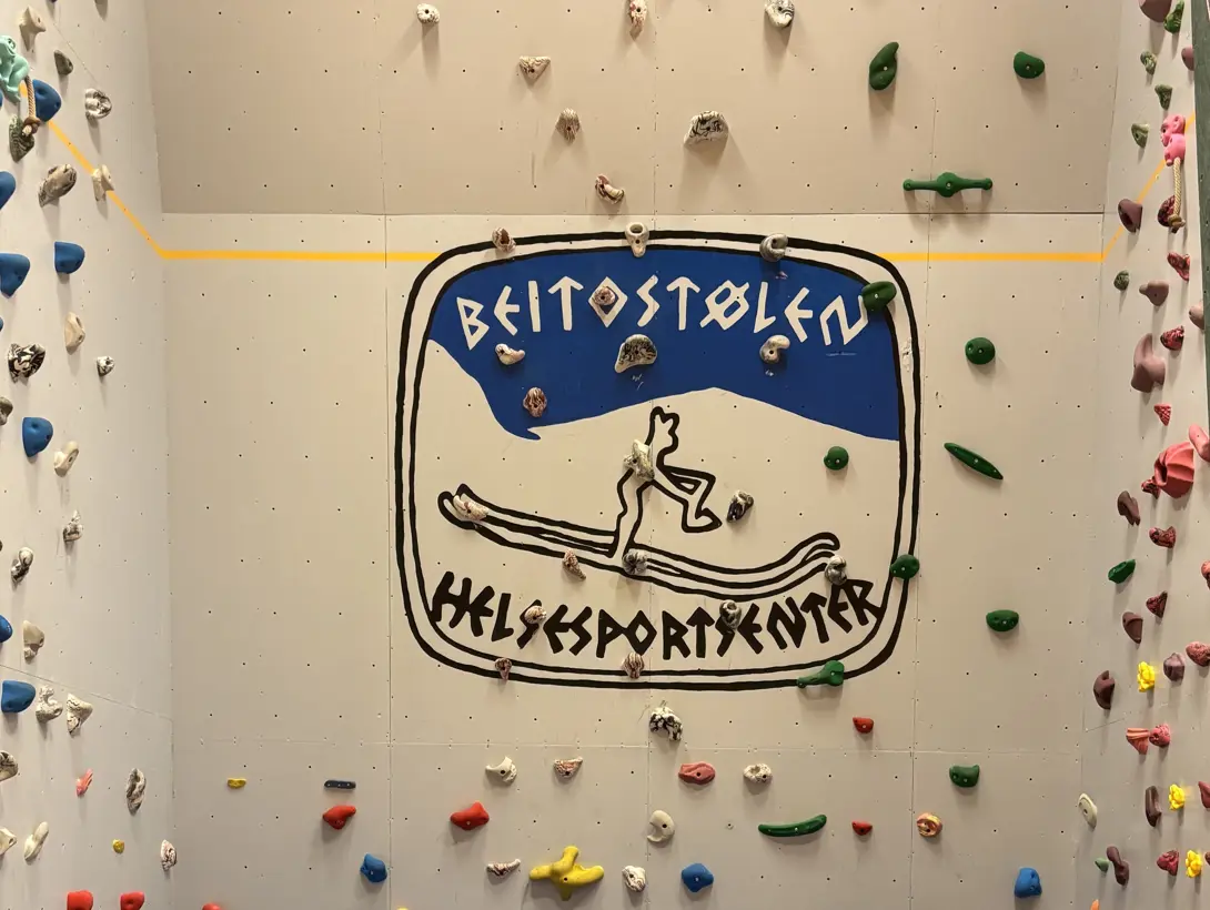 Klatreveggen i idrettshallen ved Beitostølen Helsesportsenter